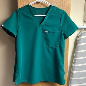 Hunter green FIGS scrub top